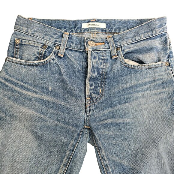 Moussy Vintage Distressed Light Wash Straight-Leg Womens Jeans Size 24 JJ4119 - Picture 5 of 7